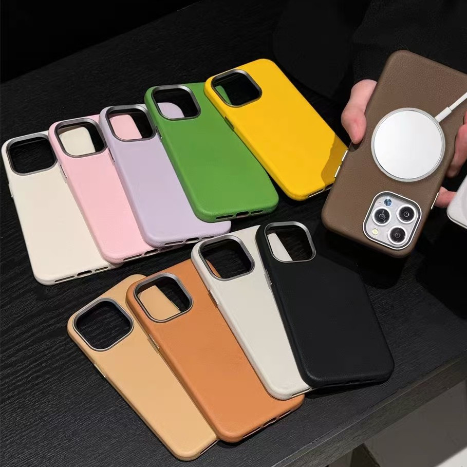 เครื่องหนัง ซิลิโคนนิ่ม เคสโทรศัพท์มือถือแบบนิ่ม สีทึบ เคสไอโฟน สําหรับiPhone 16 15 14 13 12 11 Pro Max 14 15 16 Plus - รูปที่ 4