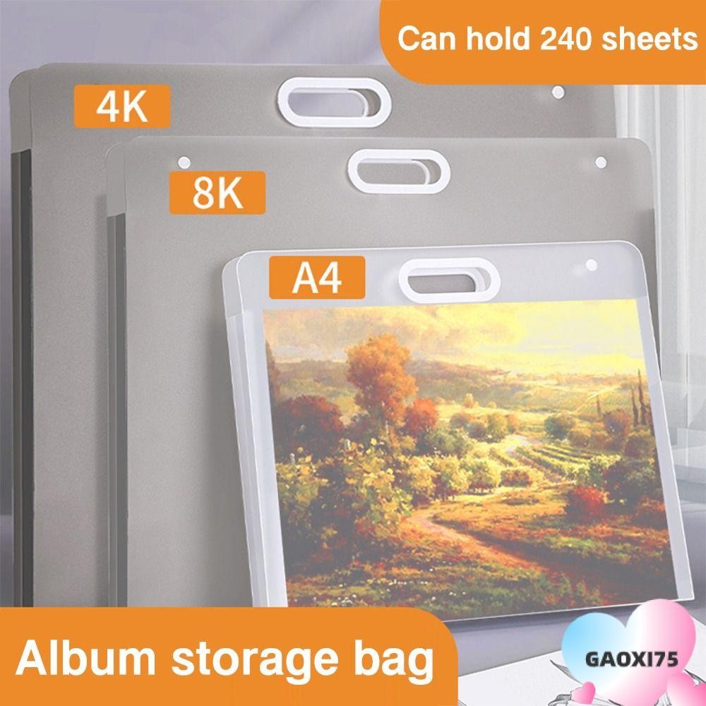 Gaoxi75 ภาพวาดถุงเก็บกระดาษ,โฟลเดอร์แฟ้ม A2/A3/A4 แบบพกพา,โปร่งใส 4K/8K/16K กันน้ําอัลบั้มรูปสํานักง