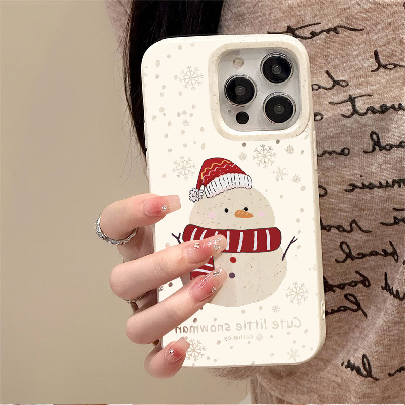 ส่งจากไทย ฤดูหนาวการ์ตูนน่ารักมนุษย์หิมะ iPhone 16 15 11 13 14 12 Pro Max 7Plus X Xr Xs Max Waterproof Phone Case