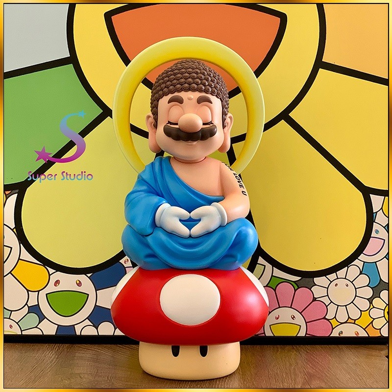 Super Mario SUPER Buddha LOVE U Buddha Mario GK รูปรูปปั้นตกแต่งเด็กของขวัญ