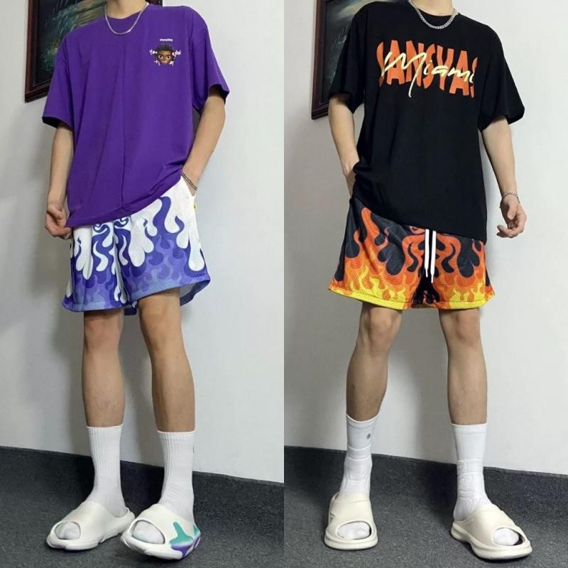 【Ready Stock】 Buy 1 Take 1 Dir-fit Shorts Unisex Mesh Shorts Basketball Flyah Shorts Fire Print Hip 