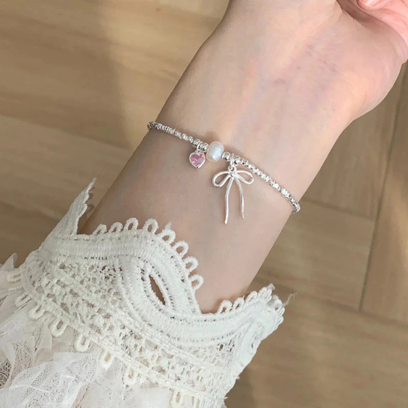 สร้อยข้อมือประดับโบว์ จี้หัวใจ สไตล์เกาหลี ผู้หญิง thumbnail 8