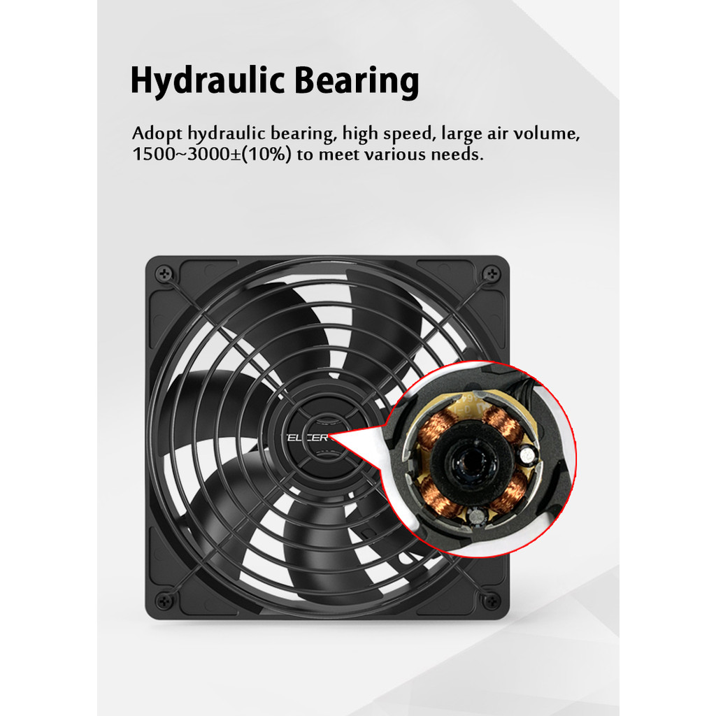 Teucer FS3000 พัดลมระบายความร้อน 1500-3000RPM 12V พัดลมคอมพิวเตอร์ปริมาณลมขนาดใหญ่เกรดอุตสาหกรรมพร้อมตะแกรงโลหะ