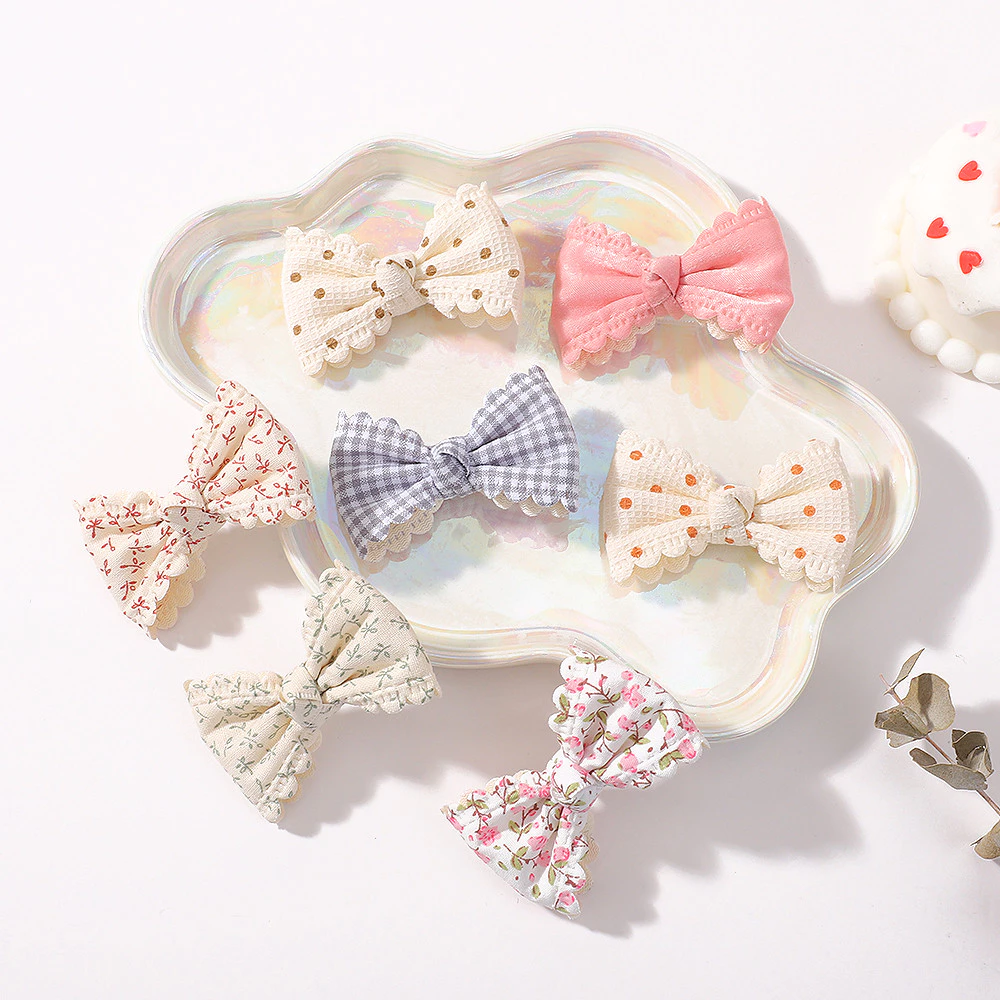 2 ชิ้น/เซ็ตน่ารักผ้าฝ้ายลายสก๊อตดอกไม้พิมพ์โบว์คลิปผมเด็กทารกฤดูร้อน Bowknot Hairgrips Barrettes Headwear อุปกรณ์เสริมผม thumbnail 8