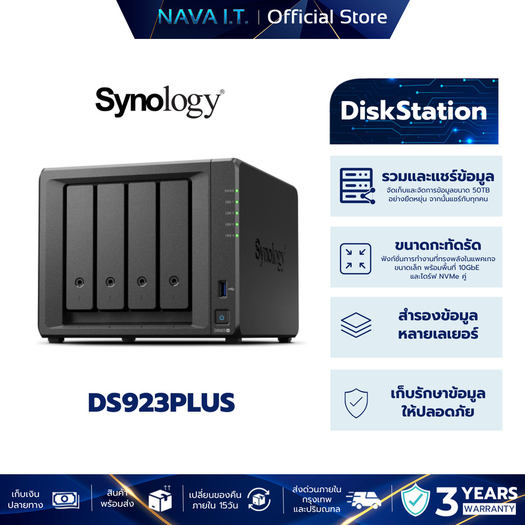 SYNOLOGY DiskStation DS923PLUS (SNG-DS923PLUS) (แพลตฟอร์มพื้นที่จัดเก็บข้อมูล)
