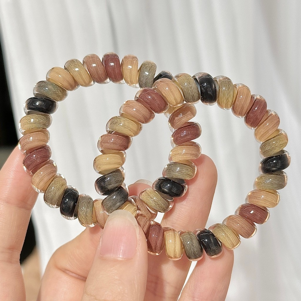 ไล่โทนสีสีดําสีน้ําตาลญี่ปุ่นเกาหลีอารมณ์ไม่มีรอยต่อสายโทรศัพท์ผมแหวนหญิงผมหางม้าหัวเชือกฤดูใบไม้ร่วงฤดูหนาวที่เรียบง่าย