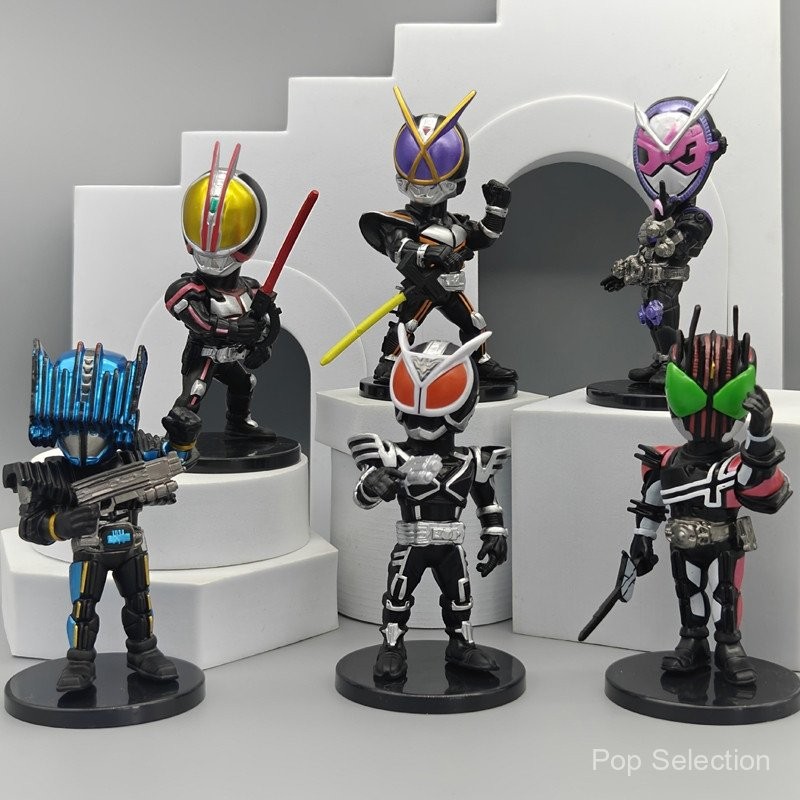 6 ชิ้น/ชุด 12 ซม. Tokusatsu Masked Rider 555 ฟิกเกอร์อนิเมะ Faiz Orphnoch Kaixa Delta Decade Q Version PVC Action Figures โมเดล ของเล่นตุ๊กตา