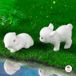 ลูกแกะน้อย [ เซต 2 ชิ้น ] ตุ๊กตาจิ๋ว โมเดลจิ๋ว แต่งสวน ตุ๊กตาแต่งสวนจิ๋ว ตุ๊กตาจัดสวนถาด