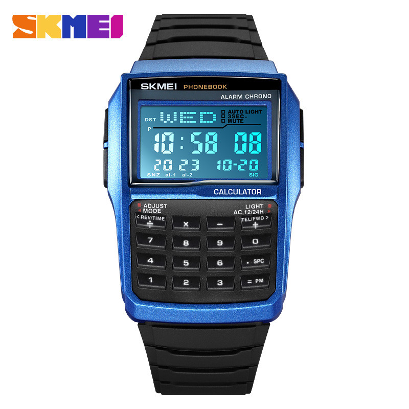 Skmei 2255 นาฬิกาข้อมือบุรุษดิจิตอล Dual Time กีฬานาฬิกากันน้ําสําหรับผู้ชายนับถอยหลัง Casual โทรศัพท์หนังสือ Montre Homme 1960