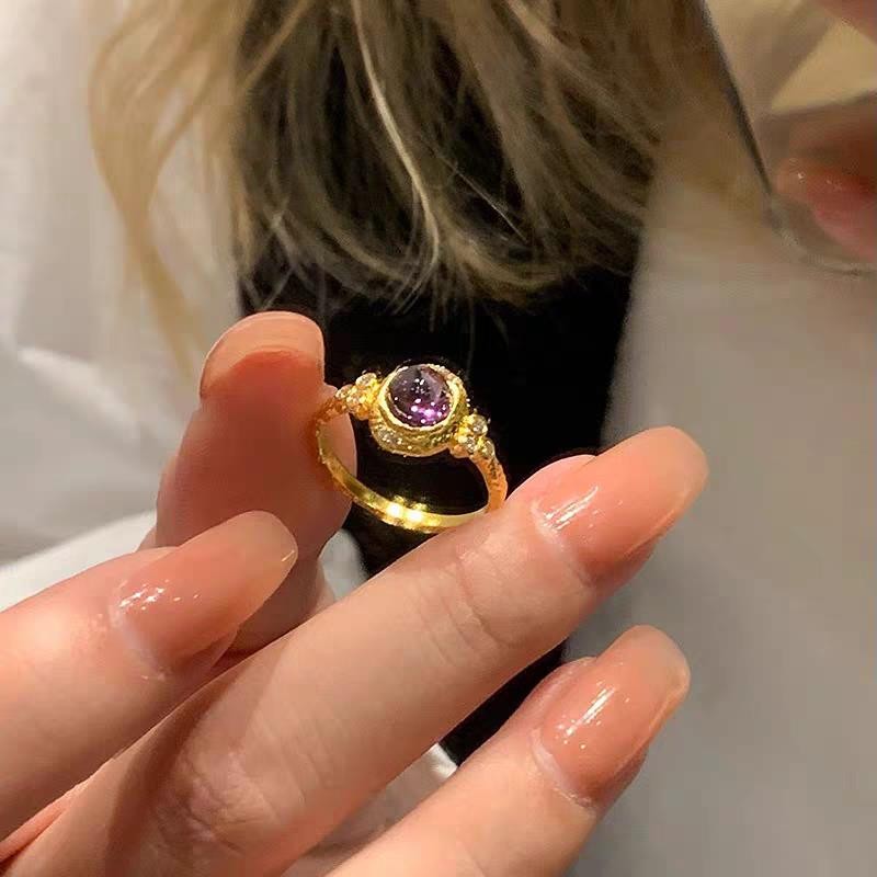 Little Red Book Servant Magic Ring Pride and Prejudice Macaron Series Mystery Amethyst Ring Retro Li