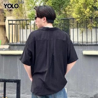 YOLO เสื้อเชิ้ต FREESIZED เสื้อเชิ้อเกลาหลี เสื้อเชิ้ตสีพื้น เสื้อขนสั้นแขนสั้น ติดกระดุมหน้า YT25001