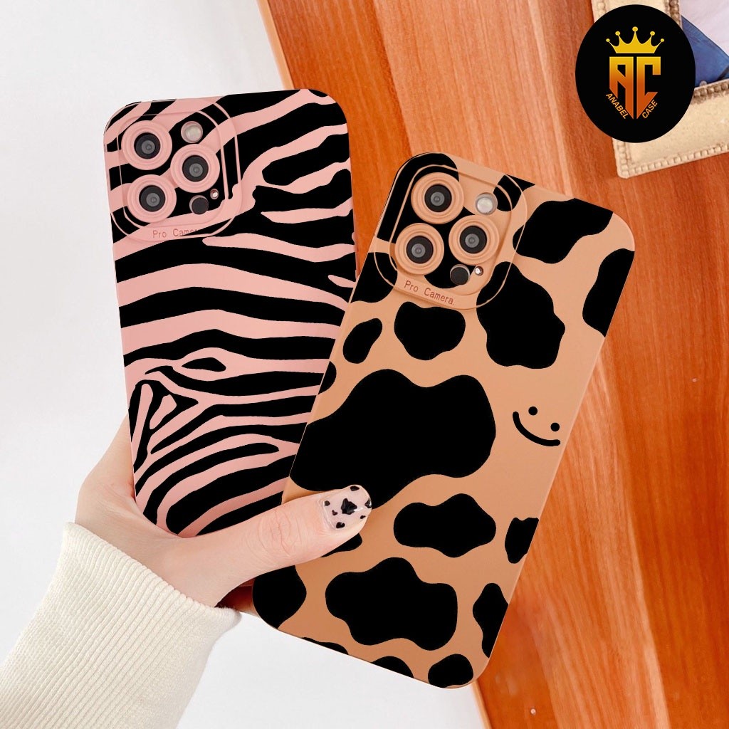 Hp [AMCAL5] Casing Cellphone for infinix Redmi Samsung Pro Camera - Zebra Motif - Cow Motif - เคสมือ