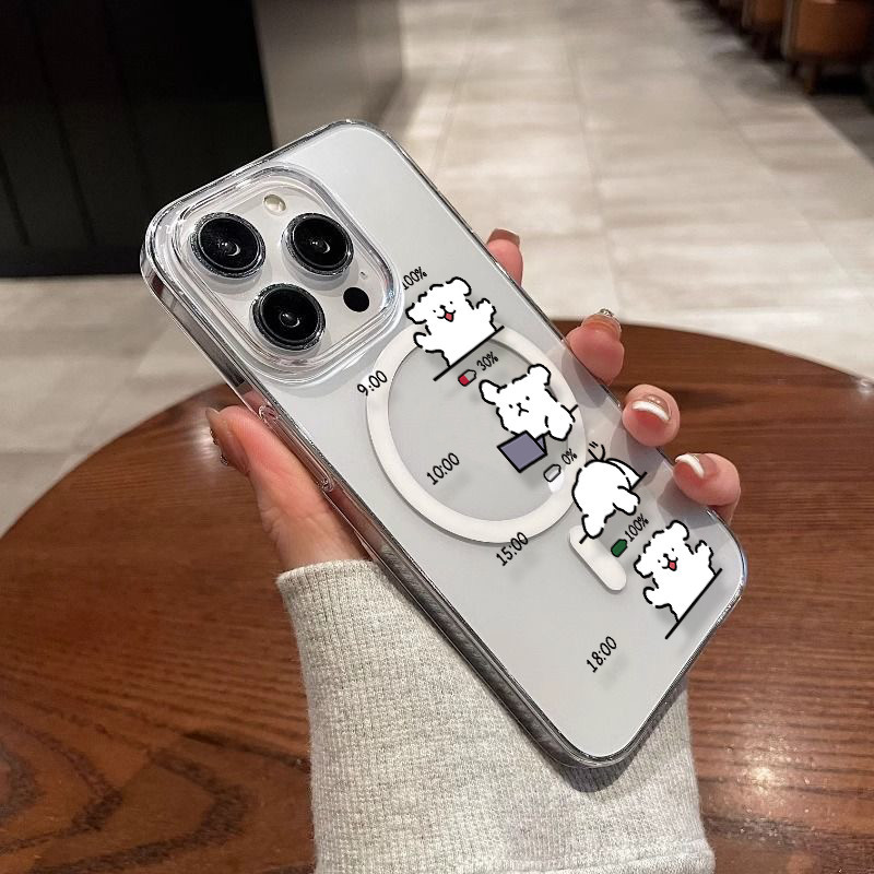 🔥GOOD🔥เคสมือถือ แม่เหล็ก เคสใส สำหรับไอโฟน ลูกสุนัขที่ทำงานล่วงเวลาCase for IPhone 11 15 16PRO 8Plus 14 13 11 Pro MAX 8
