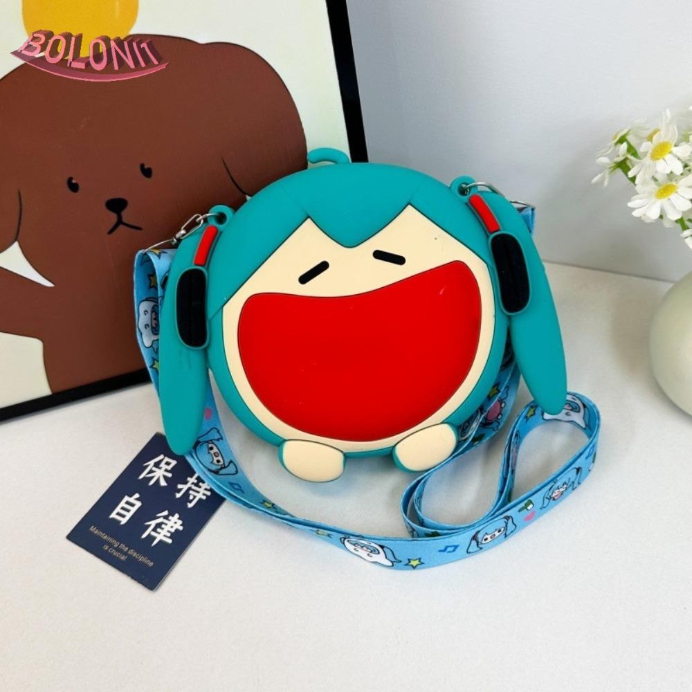 BO Hatsune Miku Crossbody Bag, Big Mouth Cartoon Bandai Hatsune Miku Bag, Casual Waterproof Portable