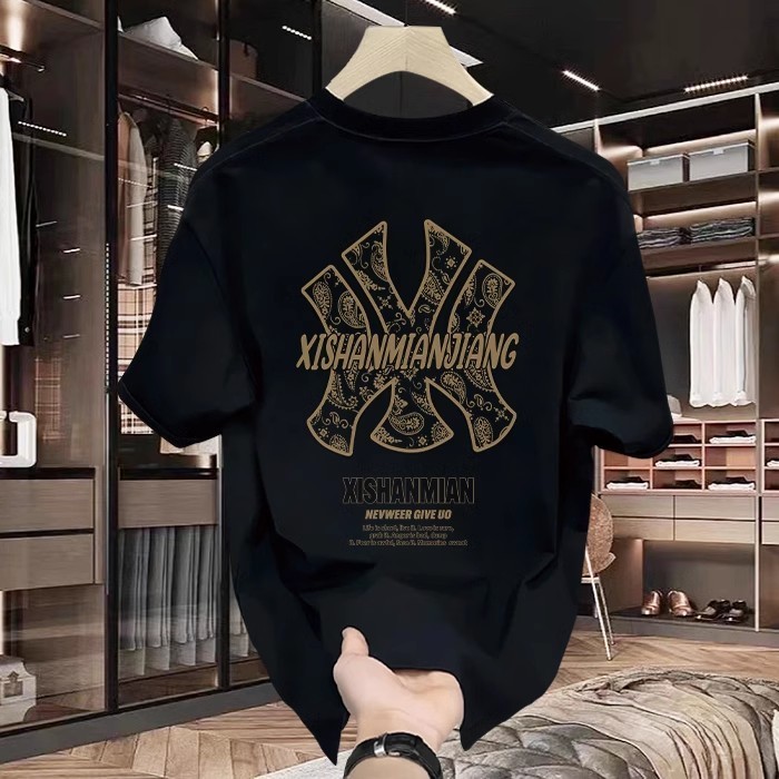 (จัดส่งภายใน 24 ชั่วโมง) เสื้อยืดผ้าฝ้าย 100% สำหรับผู้ชายรุ่นใหม่ฤดูร้อน เสื้อหลวมคอว red กว้างลวดลายพิมพ์ - รูปที่ 2