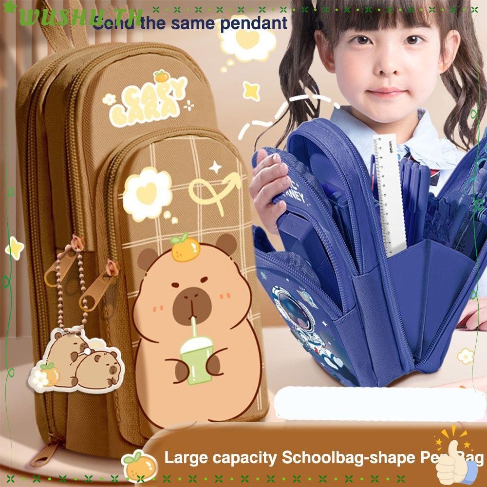 วูชู ดินสอ , คาปิบาระ/แพนด้า/นักบินอวกาศความจุขนาดใหญ่ปากกากระเป๋า,มัลติฟังก์ชั่หลายชั้นกระเป๋านักเรียน-รูปร่างปากกากล่องนักเรียนของขวัญ