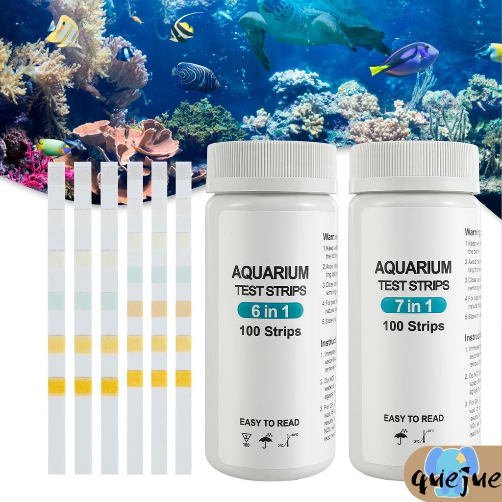 100pcs Aquarium Test Strips 7 in 1 Fish Tank Test Kit น้ําจืดน้ําเค็ม Aquarium Water pH Test Strips 