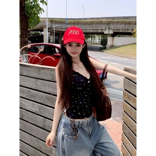 Elves พร้อม💟 เสื้อสายเดี่ยว สีพาสเทล ลายดอกไม้ มีฟองน้ำ ผ้าใส่สบาย "FY6963"