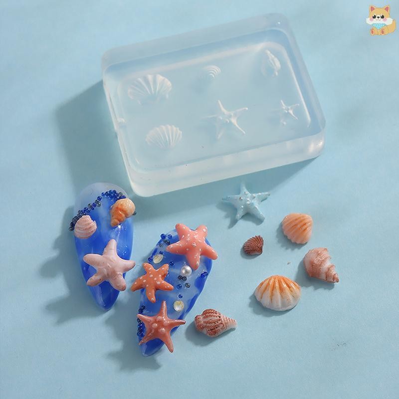 [VI] เล็บซิลิโคนอ่อนนุ่มแม่พิมพ์สังข์แม่พิมพ์ 3D ซิลิโคนแกะสลัก Ocean สไตล์ DIY การออกแบบเล็บแม่แบบอุปกรณ์เล็บสําหรับ Salon TH