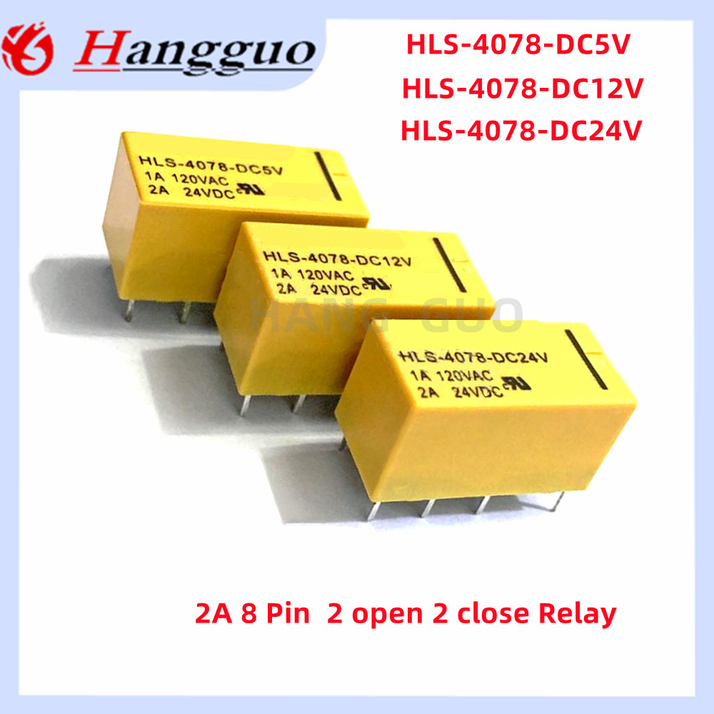 5 ชิ้น/ล็อต Original HLS-4078-DC5V HLS-4078-DC12V HLS-4078-DC24V HLS-4078-5V 12V 24V 2A 8 Pin 2 เปิด