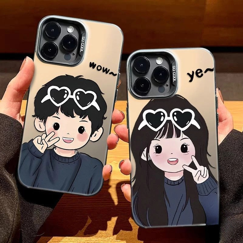 คู่รักการ์ตูนน่ารักเด็กผู้ชายโทรศัพท์นิ่ม เคส IPhone17 13 16 15 11 14 12 Pro Max 7Plus 15 16 8 14 Plus XR XS Max SE 2020