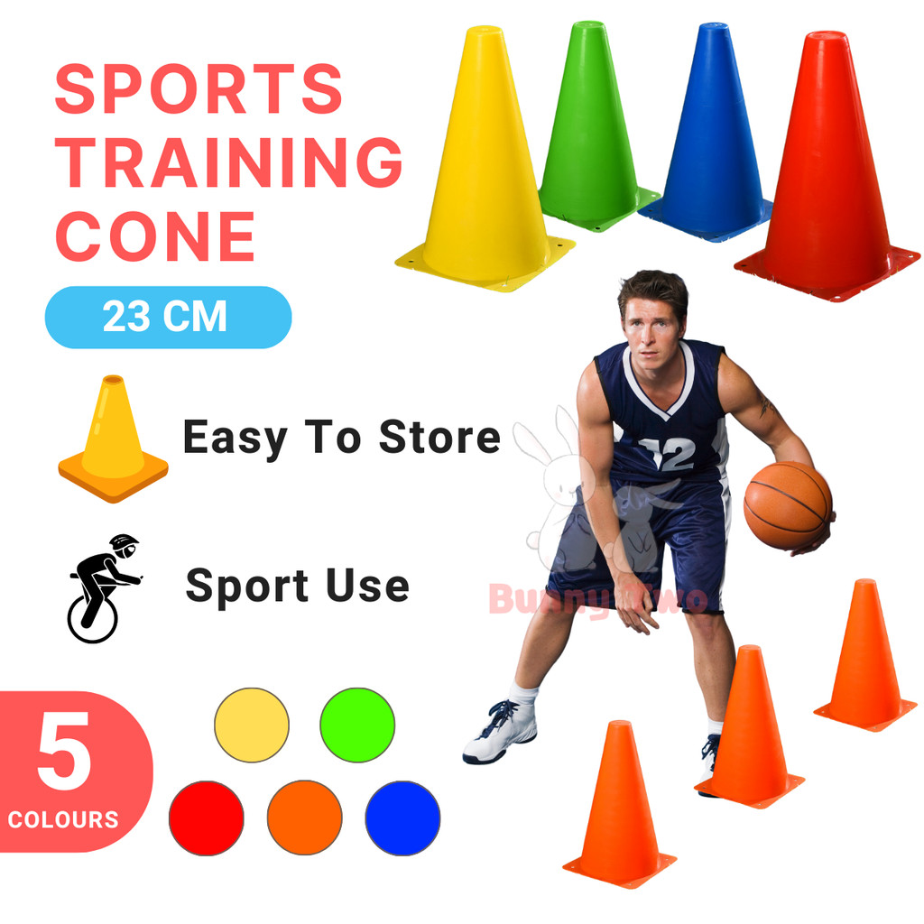 Marker Sports Kon 23 ซม.กรวยฝึกซ้อมกีฬาพลาสติก Skittle ฟุตบอลบาสเกตบอลรักบี้กรวย