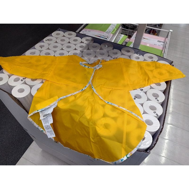 IKEAshopping MALA เสื้อกันเปื้อนเด็ก แขนยาว สีเหลือง