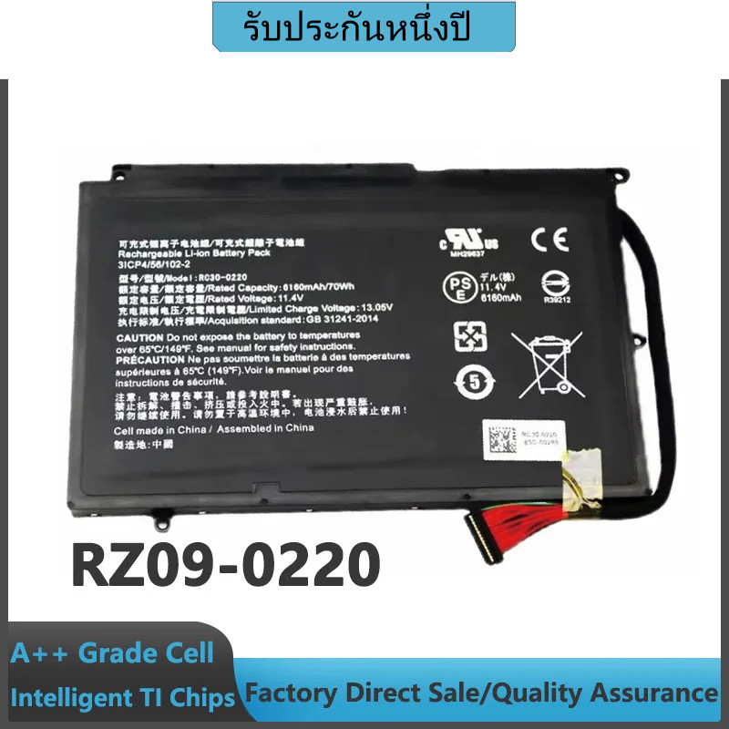แบตเตอรี่แล็ปท็อป  11.4V 75wh RC30-0220 Rz09-0220 สำหรับ Razer Blade Pro 17 Gtx 1060 Rtx 2060 Rtx 20