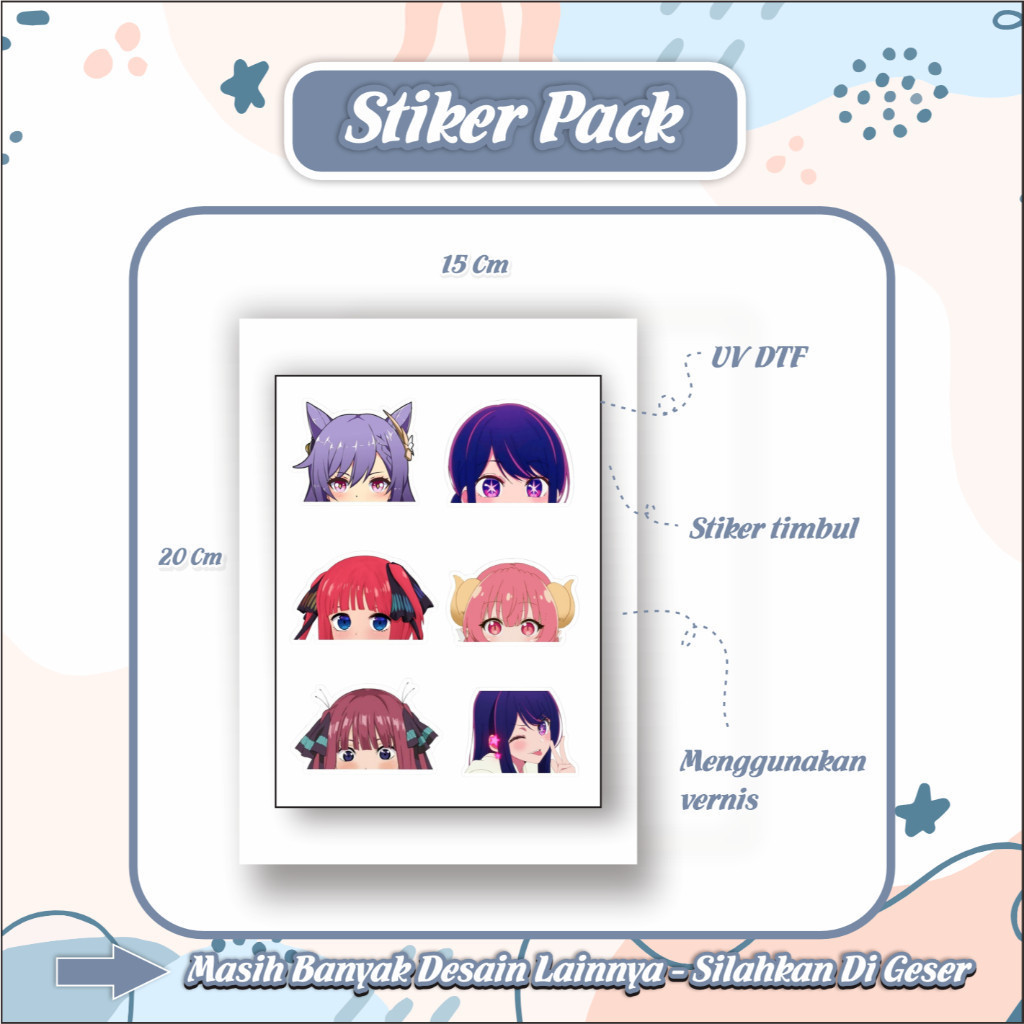 MERAH Sticker Sticker Setikker Pack UV DTF Motif Sticker Peek 2 Red Pink P26