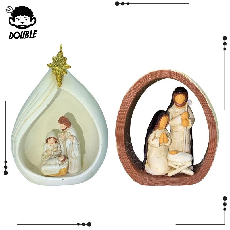 [ Holy Family Figurine รูปปั้นเรซิ่นหัตถกรรมงานศิลปะสะสมตกแต่ง Xmas แขวนเครื่องประดับตกแต่งคริสต์มาสสําหรับห้องนั่งเล่น