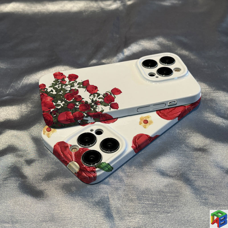 ดอกไม้กุหลาบสีแดงสําหรับiphone16/15promaxเคสโทรศัพท์ฟิล์มiphone11promax 12/13Pro Max 14plus 7/8plus Xsmax hard case