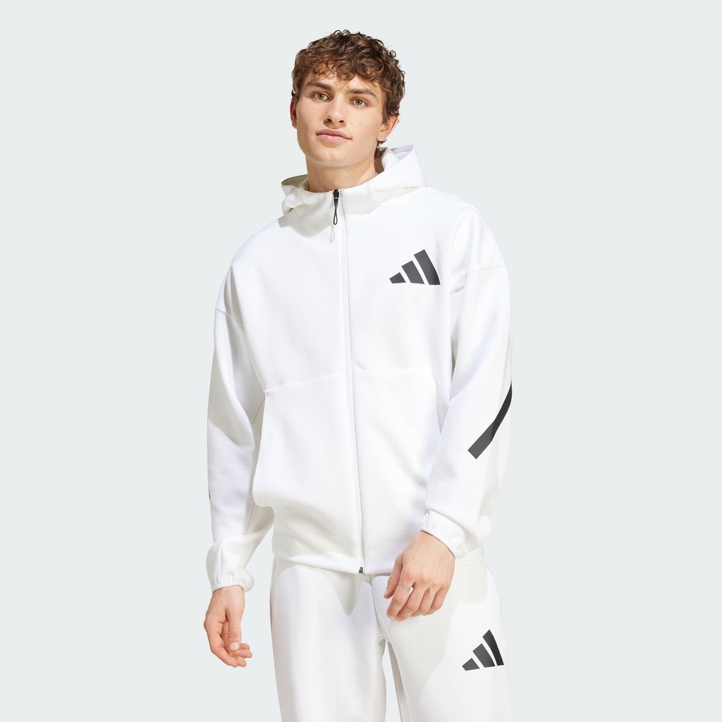 Adidas Lifestyle ZNE เสื้อแจ็คเก็ตมีฮู้ด Full-Zip ผู้ชาย สีขาว JF2443