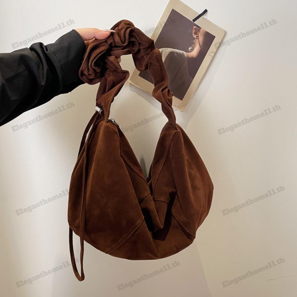 กระเป๋าสะพายหนังนิ่มผู้หญิง Ruched Hobo Tote กระเป๋าถือคลัทช์ขนาดเล็กสําหรับการเดินทาง (กาแฟ)