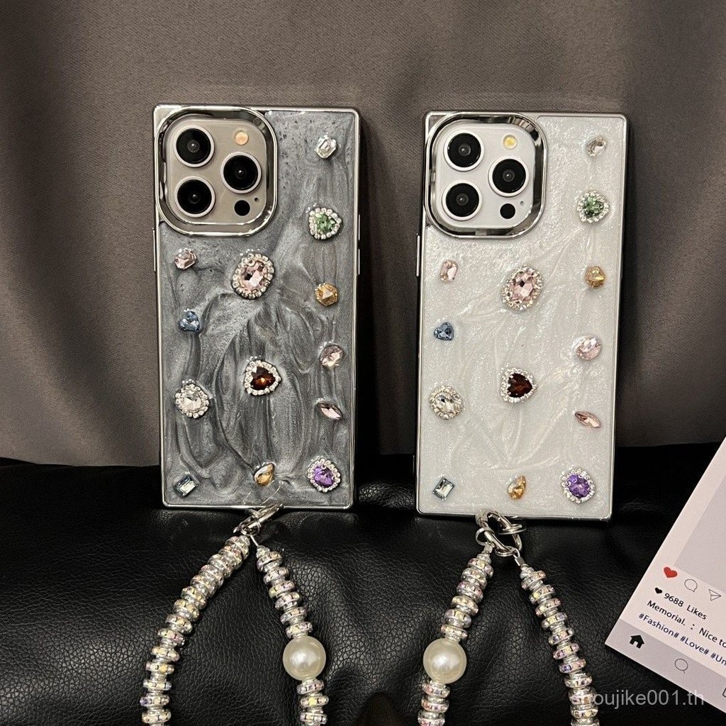 เคสโทรศัพท์ประดับเพชรสีอีพ็อกซี่สำหรับแอปเปิ้ล16PROMAX 14/iphone15/13ขั้นสูง11สร้อยข้อมือ12