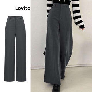 Lovito Elegant Calça Calça Básica Lisa Para Mulheres LAD106654