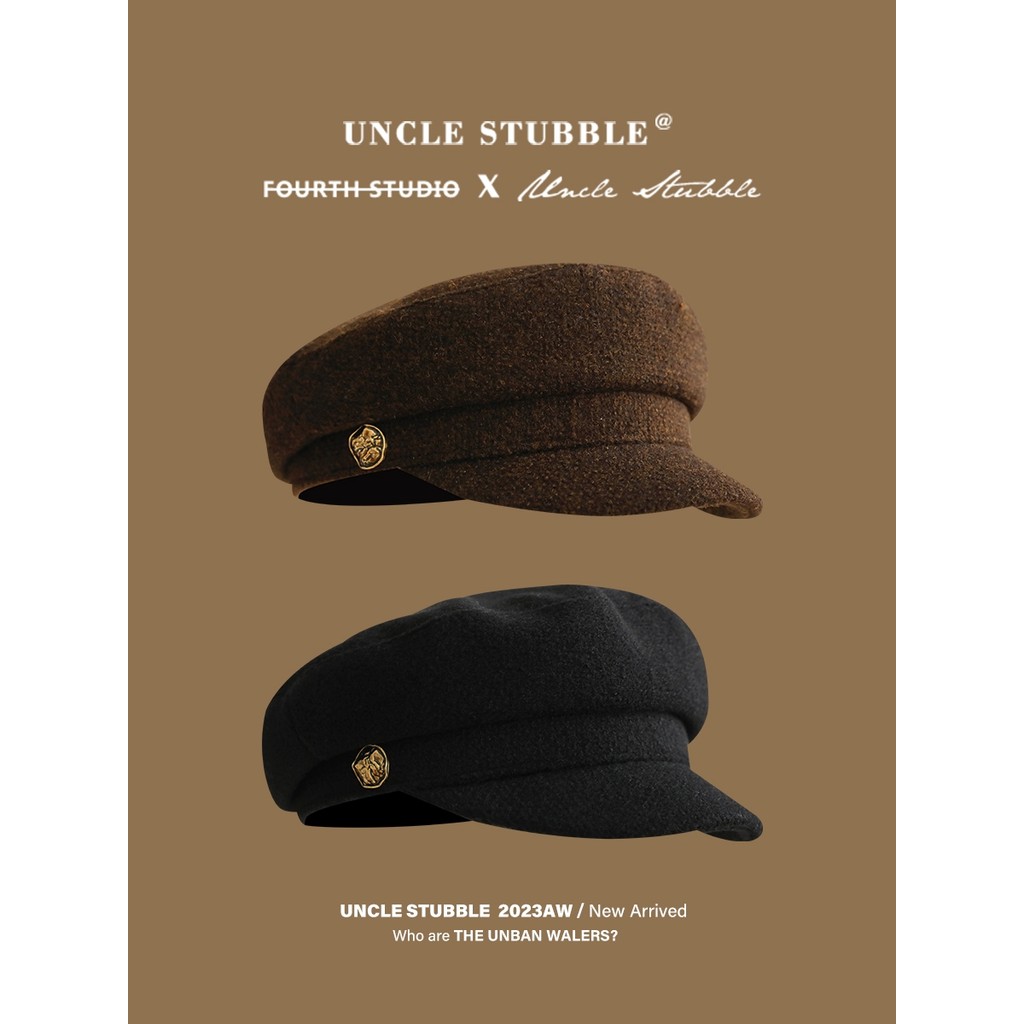 สาวกองทัพเรือสไตล์หมวกสไตล์เกาหลีลูกสาวสไตล์ชาแนลย้อนยุคเด็กส่งหนังสือพิมพ์ฤดูใบไม้ร่วงฤดูหนาวอารมณ์ระดับไฮเอนด์แบนด้านบนหมวกแปดเหลี่ยม