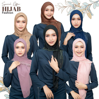 ผ้าพันเย็บสำเร็จผ่ากลาง สวมใส่ง่าย เนื้อผ้านิ่มประดับเพชรรีด…