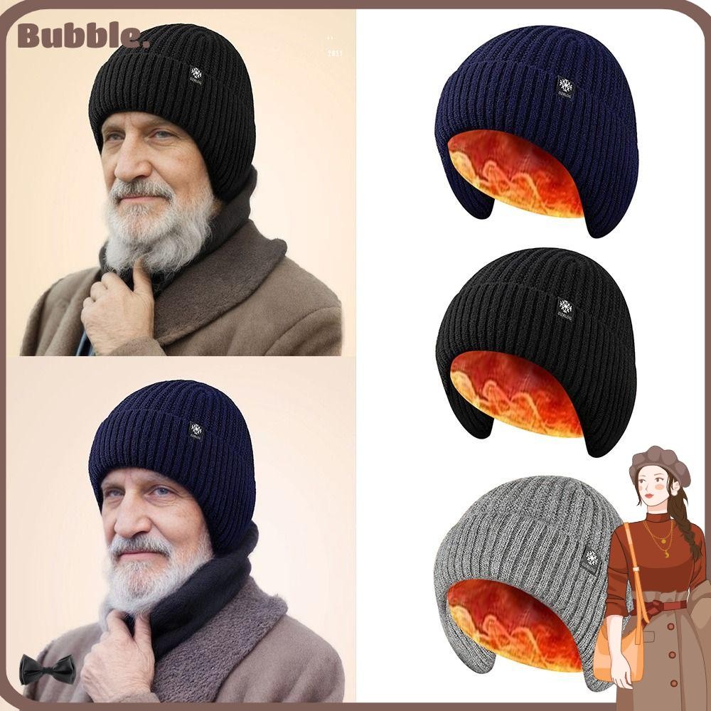 Bubble หมวกทําด้วยผ้าขนสัตว์, อุปกรณ์ป้องกันหูกันลม หมวกถัก, หมวกบีนนี่หนานุ่มกลางแจ้ง
