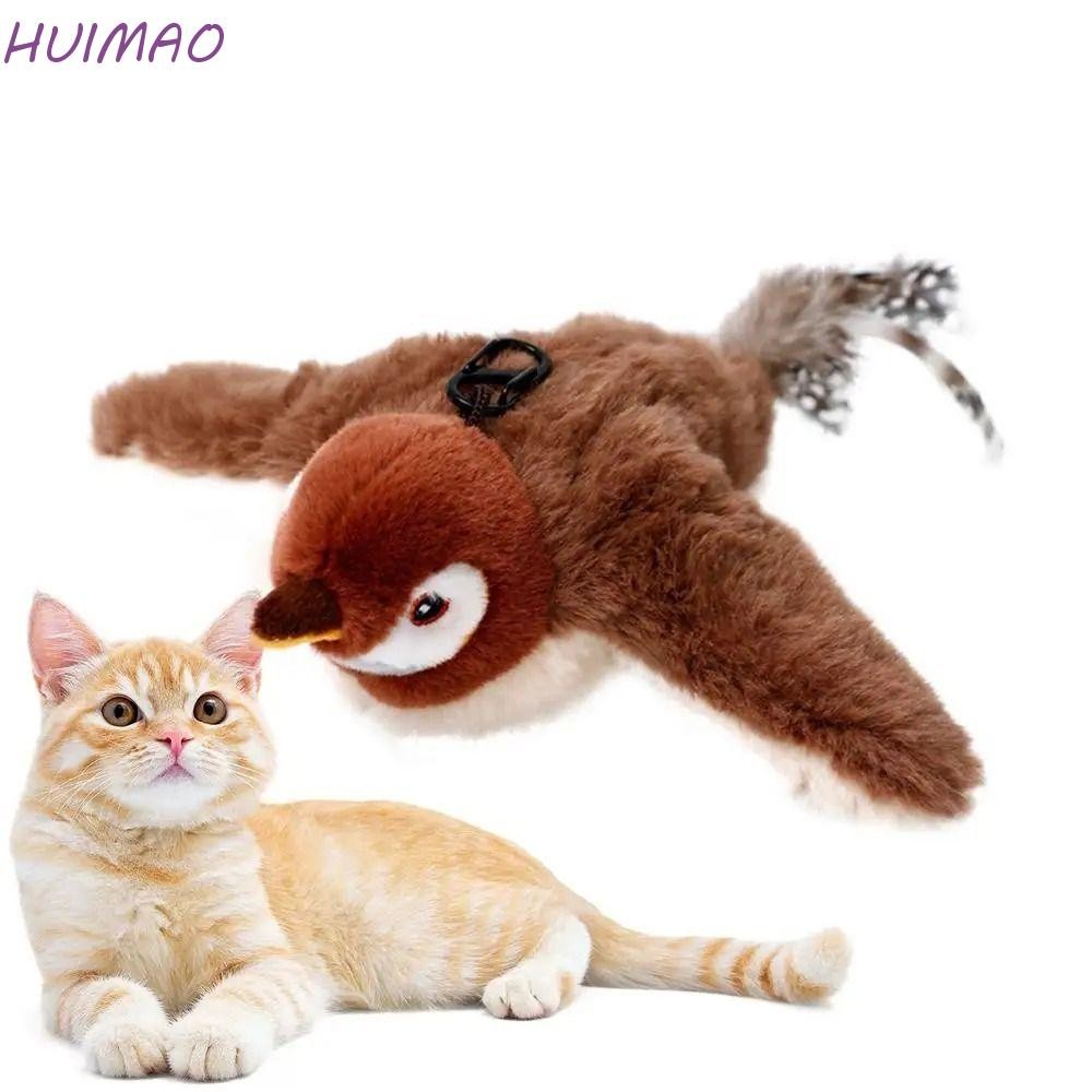 Huimao ของเล่นแมวแบบโต้ตอบ,ตุ๊กตา USB ชาร์จของเล่นแมวกับ Cat Mint,สมจริงที่มีสีสันไม่มีบินที่ถอดออกได้กระพงนกของเล่นแมวลูกแมวของเล่นออกกําลังกาย