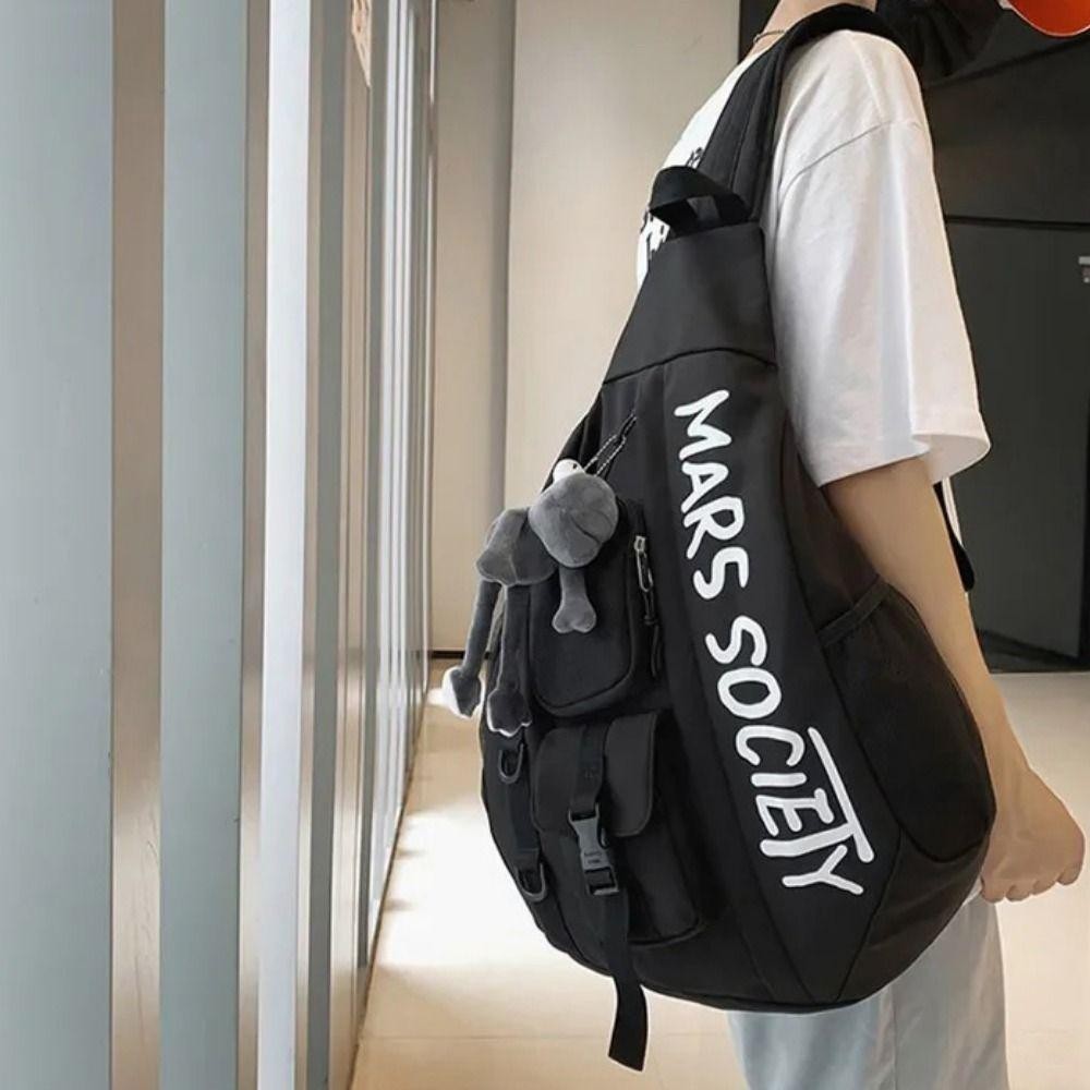 Lily Men Chest Bag, กระเป๋าสะพาย Messenger แฟชั่นเกาหลี, กระเป๋าสะพายข้างเดินทางความจุขนาดใหญ่แบบลําลอง