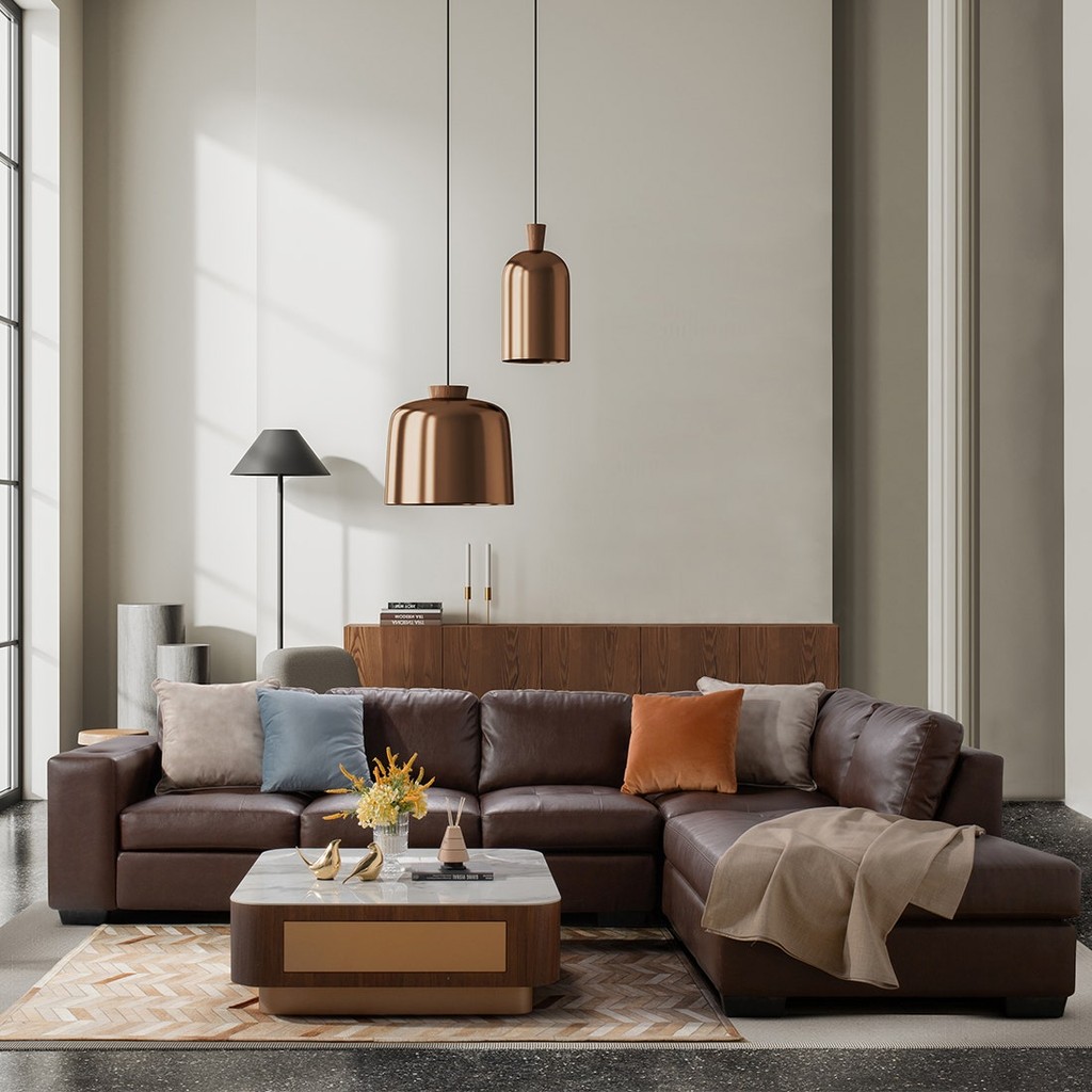 Koncept Furniture โซฟาเข้ามุมขวา รุ่น Timmer สีน้ำตาล (317x216x83 ซม.) แบรนด์ KONCEPT FURNITURE