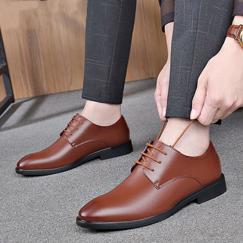 39-44 รองเท้าหนังชาย รองเท้าทำงานอย่างเป็นทางการ สไตล์ลำลองธุรกิจ เชือกผูก สีดำ สีน้ำตาล หลา