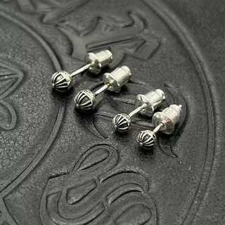 ต่างหู CH♥/925 Silver Retro Cross Flower Ball ต่างหู 4MM 5MM Ball ต่างหู