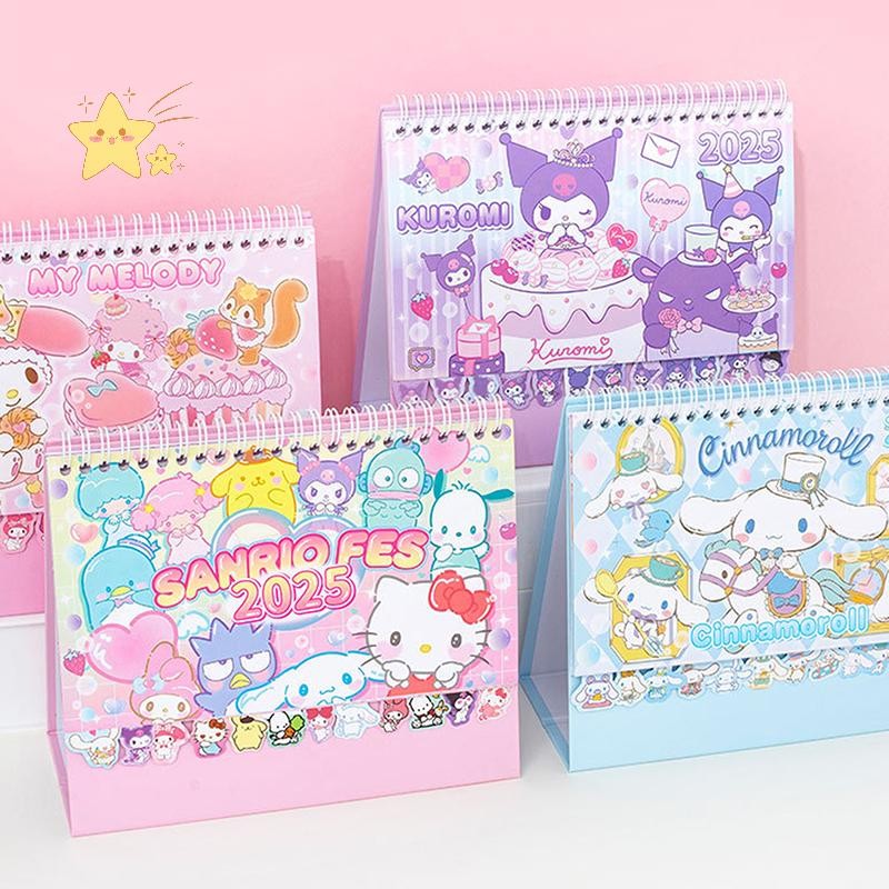 [JBTH] Sanrio 2025 การ์ตูนน่ารักรายเดือนปฏิทินตั้งโต๊ะยืนพลิกคอยล์ปฏิทินตั้งโต๊ะพร้อมบันทึกสําหรับการวางแผนตารางโรงเรียน [JB]