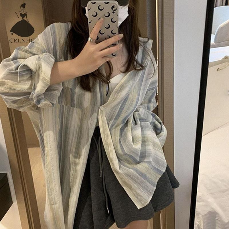 Crlnhc Preppy สไตล์เสื้อผู้หญิงหลวมวันหยุดสบายๆเกาหลีลายมาใหม่อ่อนโยนสบายทุกวัน Th