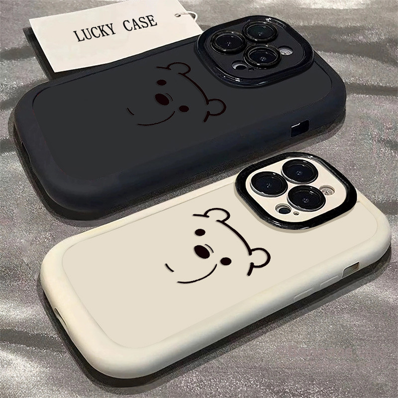 ความเรียบง่ายหมีน้อยเคสโทรศัพท์เข้ากันได้สําหรับiphone 16 11 12 13 14 15 Pro MAX Plus 11Pro 13Pro 7 8 Plus X XR XS MAX SE 2020 หรูหรานุ่มกันกระแทก