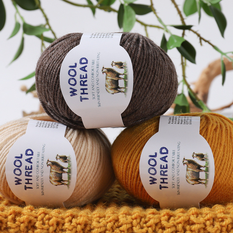 50g/ขนออสเตรเลียความหนาปานกลางขนสัตว์ผ้าพันคอเสื้อกันหนาวถักลวด