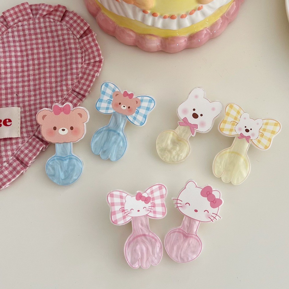 Casual อะคริลิค Bowknot ช้อน Hairpin การ์ตูนสัตว์ Hairpin