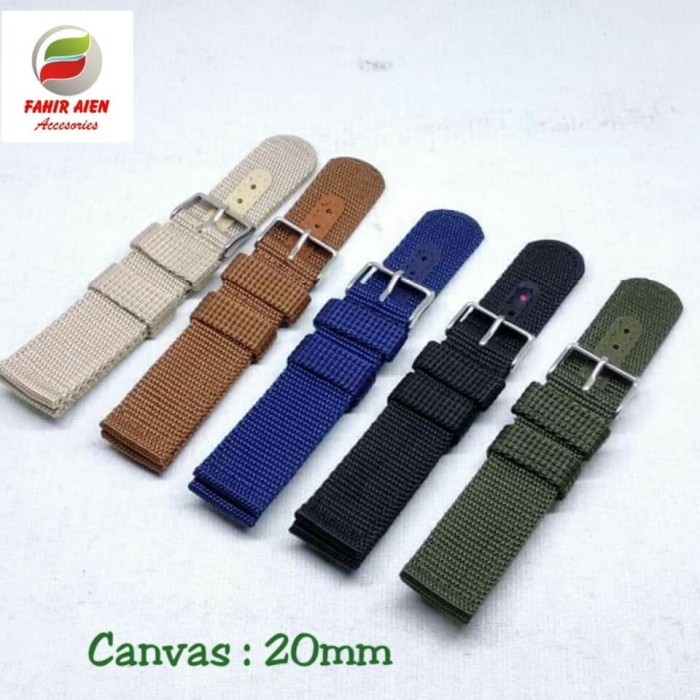 20MM CANVAS WATCH STRAP 20MM NYLON CANVAS WATCH STRAP - สีดํา