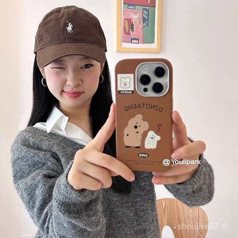 ฤดูใบไม้ร่วงและฤดูหนาวคาราเมลสีน้ำตาลลูกพลับหมี iphone16promax แอปเปิ้ล15เคสมือถือ1413น่ารัก1211xrxs หญิง vo52